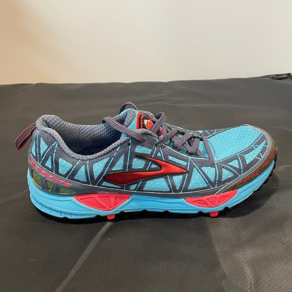 Brooks Cascadia 8 Trail Running Shoes Blue Red Womens 11 1201271B405